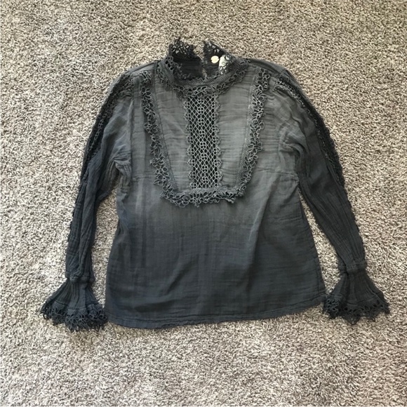 Free People One Ombré Victorian Blouse Lace Small - Picture 2 of 10